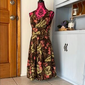 Jones New York Brown Pink Halter Midi Dress